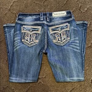 LIKE NEW Rock Revival Indigo Jeans with Embroidery